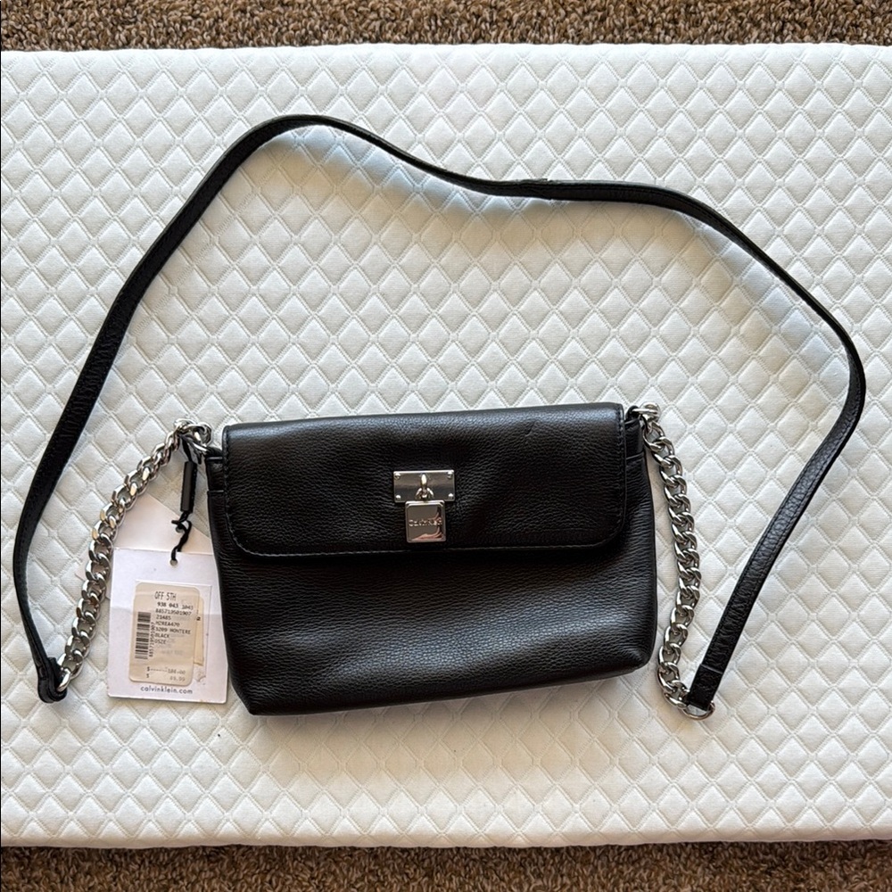 Calvin Klein Black Crossbody Bag with Silver Tone Hardware